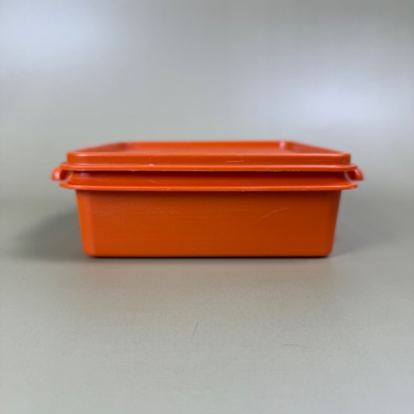 Vintage Tupperware Orange Square Container | Classic Mid-Century Kitchen - Picture 2 of 16